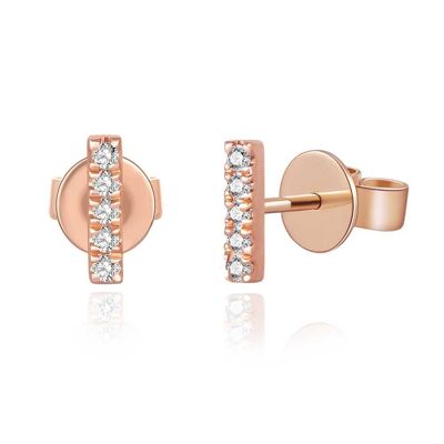 Bar stud earrings with diamonds, 18K rose gold