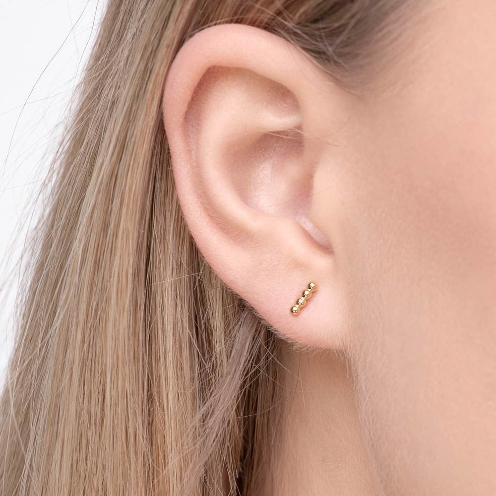 Ear studs 4 ball, 14K yellow gold