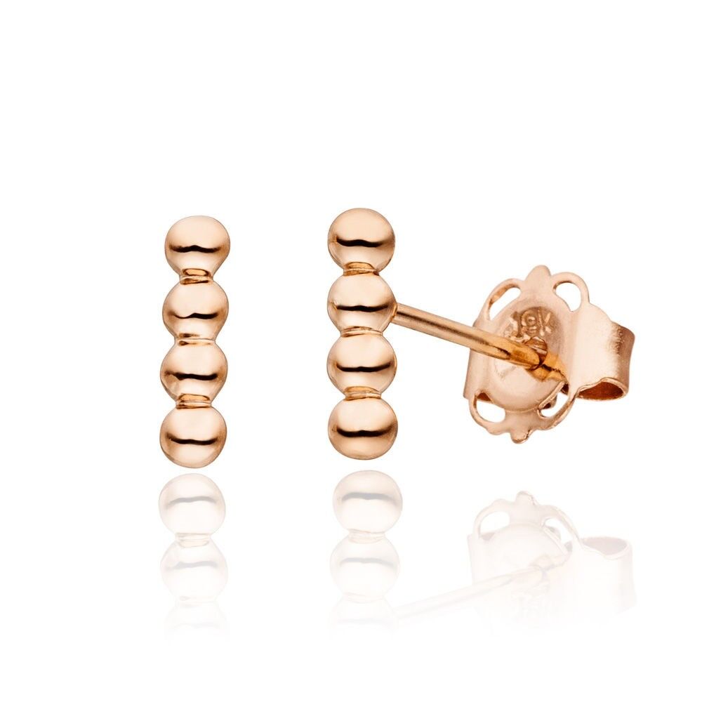 Ear studs 4 ball, 14K rose gold