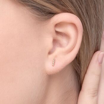 Clous d'oreilles 4 boules, or rose 14K 2