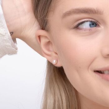 Clous d'oreilles perle, 6 mm, or rose 14 carats 4