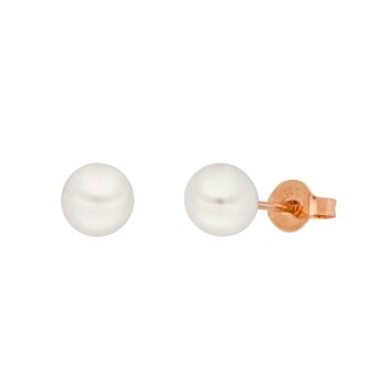 Clous d'oreilles perle, 6 mm, or rose 14 carats 2