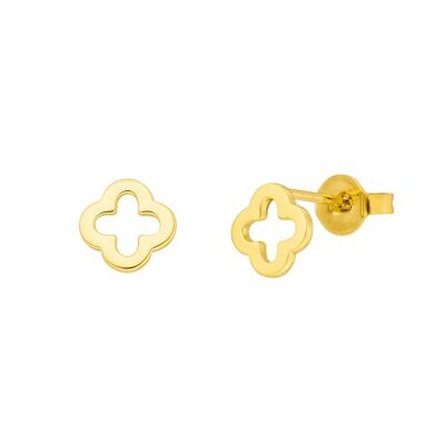 Clover stud earrings, 14 k yellow gold