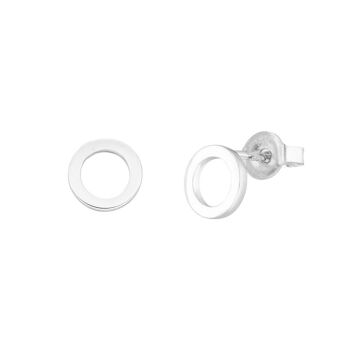 Clous d'oreilles cercles, or blanc 14 carats 1