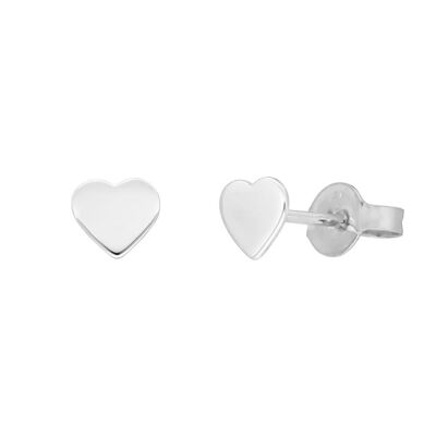 Heart stud earrings, 14 k white gold