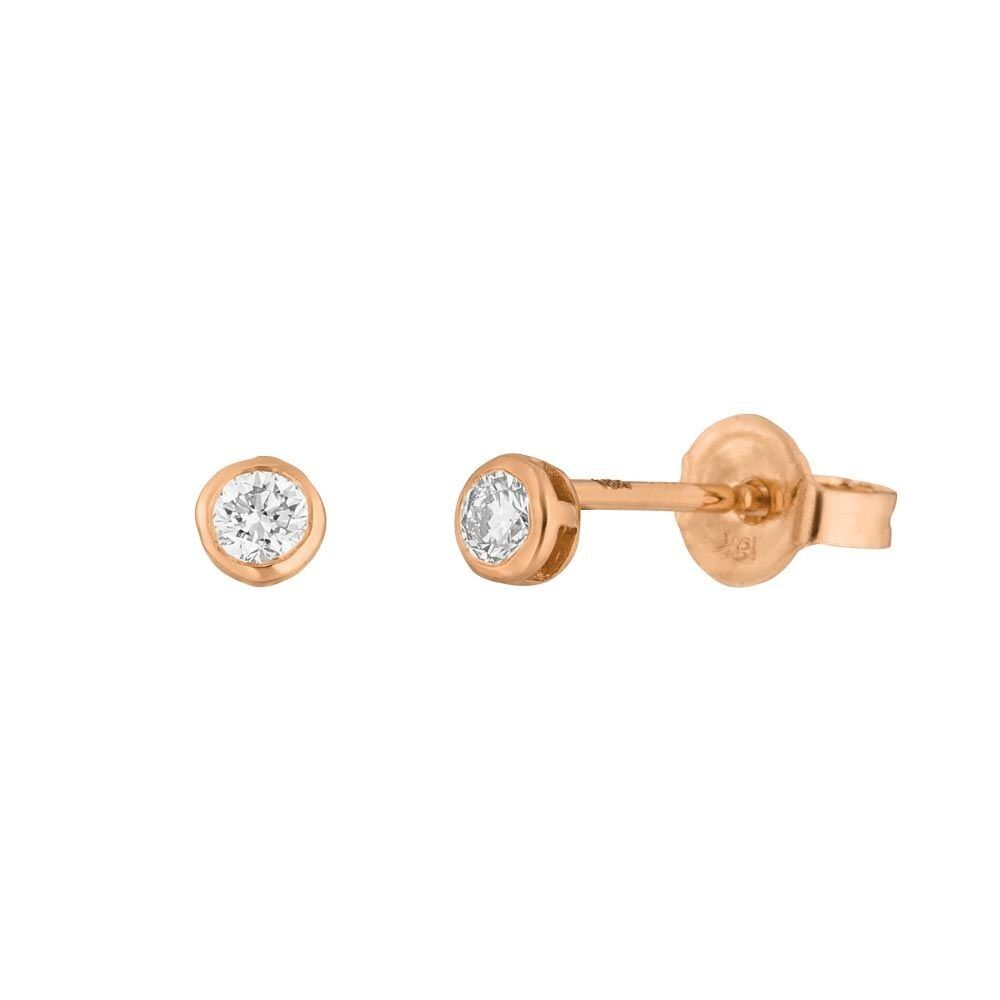 Ear studs "my first diamond", 18 K rose gold