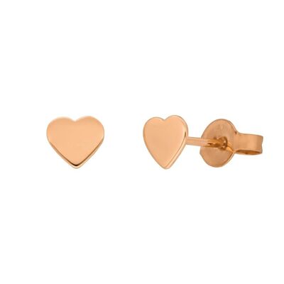 Heart stud earrings, 14k rose gold