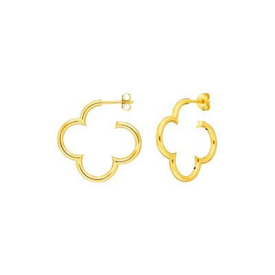 Creole cloverleaf, 25mm, 18k yellow gold plated