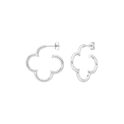 Creole cloverleaf, 25mm, 925 sterling silver