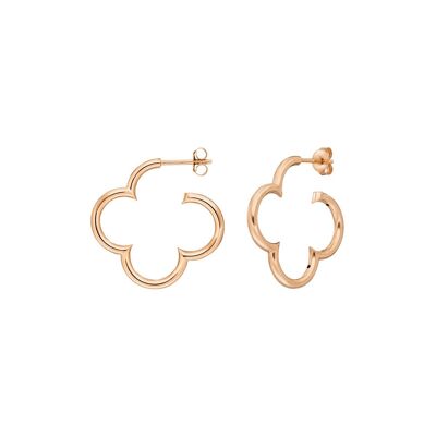 Shamrock hoop earrings, 25mm, 18k rose gold plated