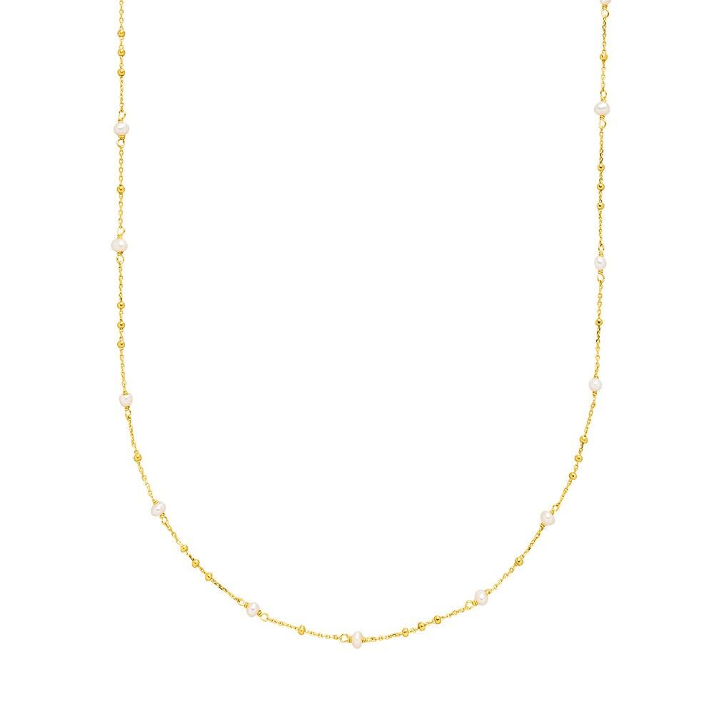 Collar Flying Gems, perla, 90cm, chapado en oro amarillo de 18K