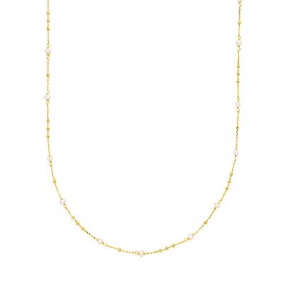 Necklace Flying Gems, pearl, 90cm, 18K yellow gold plated