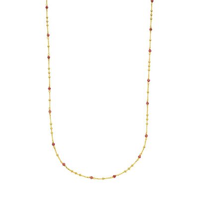 Halskette Flying Gems, Rhodonit, 18 K Gelbgold vergoldet