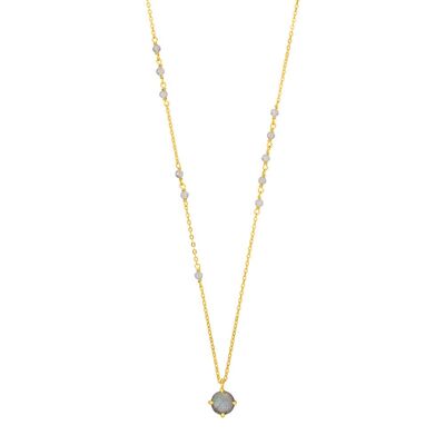 Flying Gems Necklace, Labradorite, 18K Yellow Gold Plated
