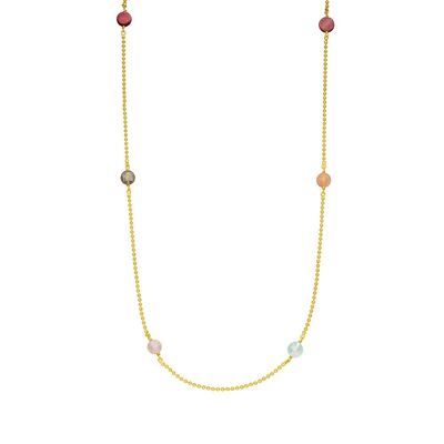 Halskette Gorgeous Gems, 80cm, 18 K Gelbgold vergoldet