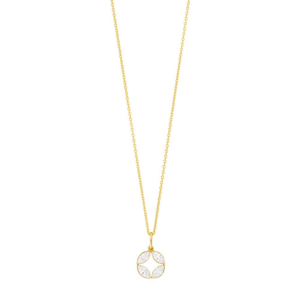 Halskette Zirkonia Flower, 18 K Gellbgold vergoldet
