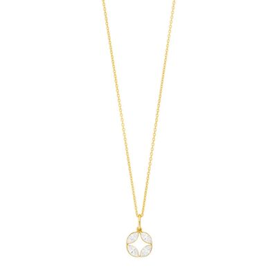 Necklace zirconia flower, 18 K yellow gold plated
