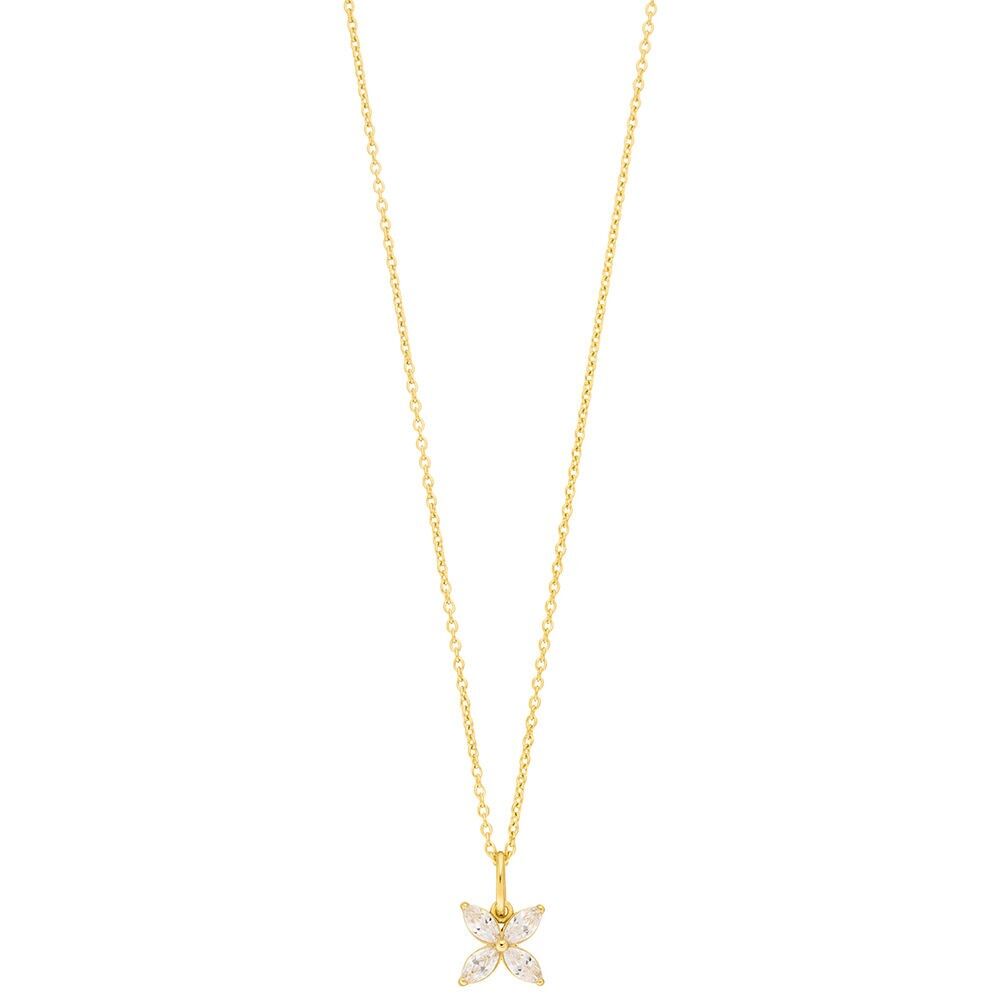 Leaf Flower necklace, yellow gold