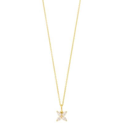 Leaf Flower necklace, yellow gold