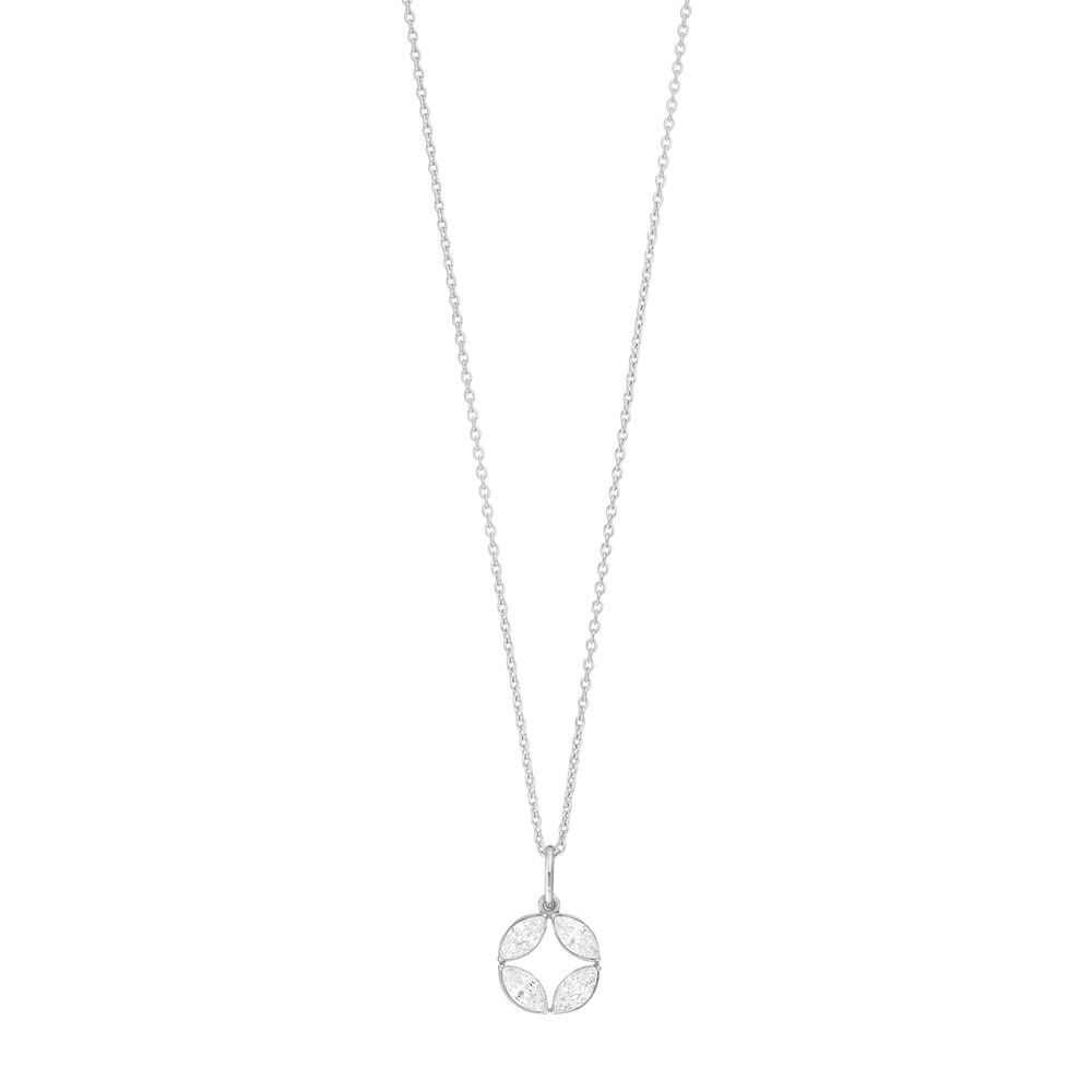 Collana fiore zirconi, argento 925