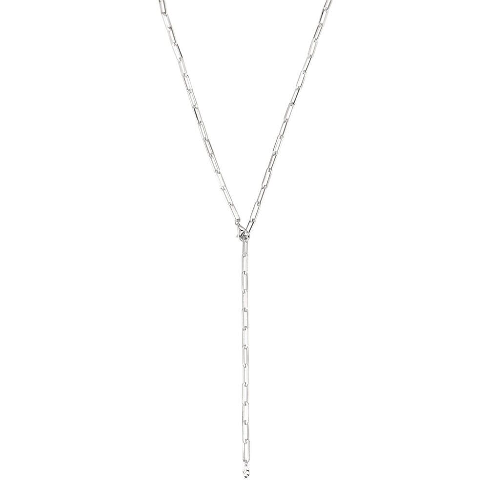 Collar en Y cuadrado, 52cm, plata de ley 925