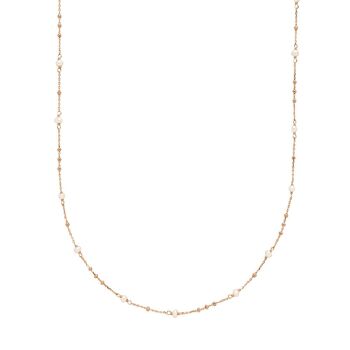 Collier Flying Gems, perle, 90cm, plaqué or rose 18K 1