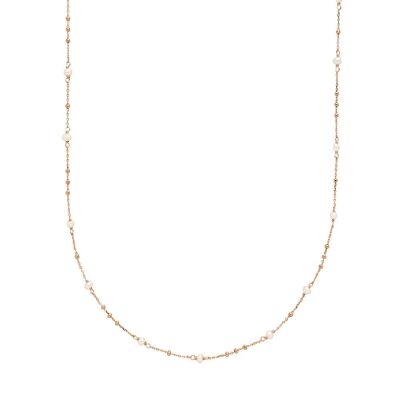 Necklace Flying Gems, pearl, 90cm, 18K rose gold plated