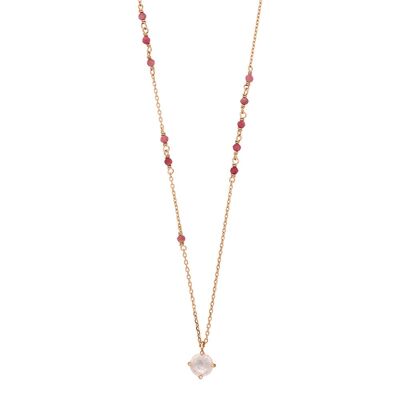Flying Gems Necklace, Rose Quartz, 18K Rose Gold Plated