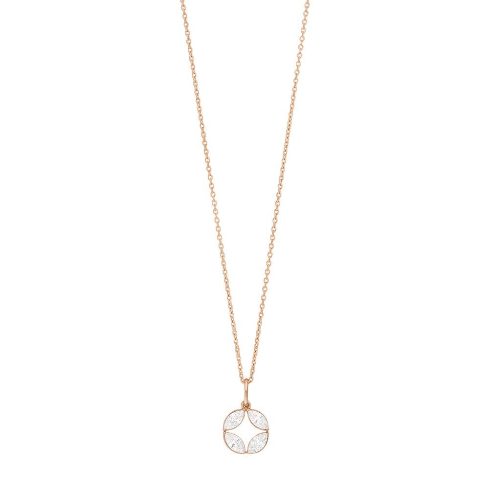 Halskette Zirkonia Flower, 18 K Rosegold vergoldet