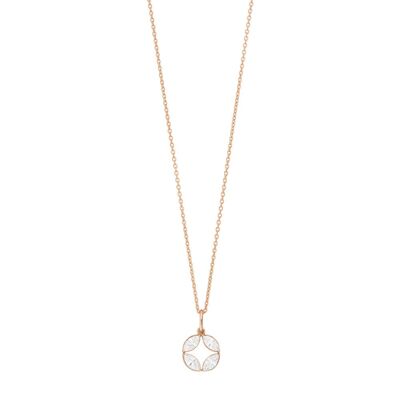 Necklace zirconia flower, 18 K rose gold plated