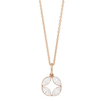 Collier fleur zircone, plaqué or rose 18 carats 2