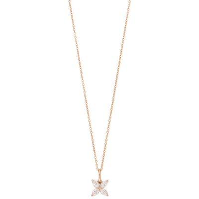 Collier Feuille Fleur, Or Rose