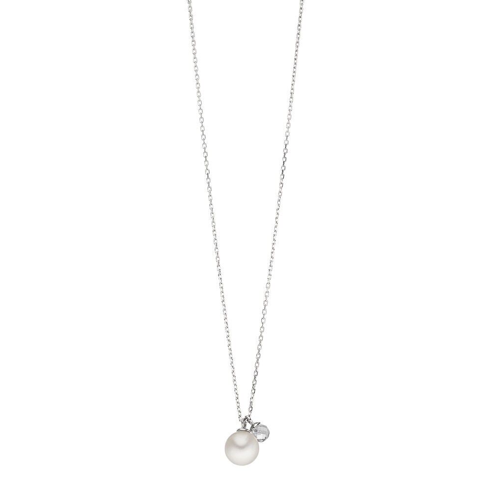 Collar Two Drop, plata de ley 925, perla/cristal de roca