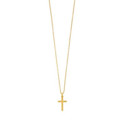 Collier croix, plaqué or jaune 18 carats
