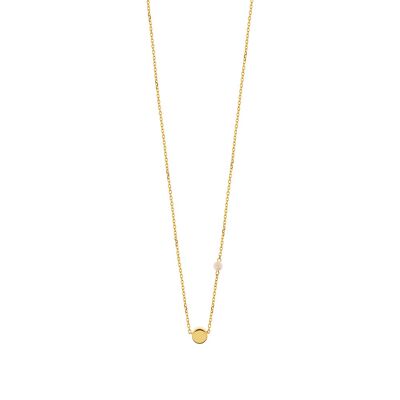 Round necklace with pearl, 18K yellow gold plated