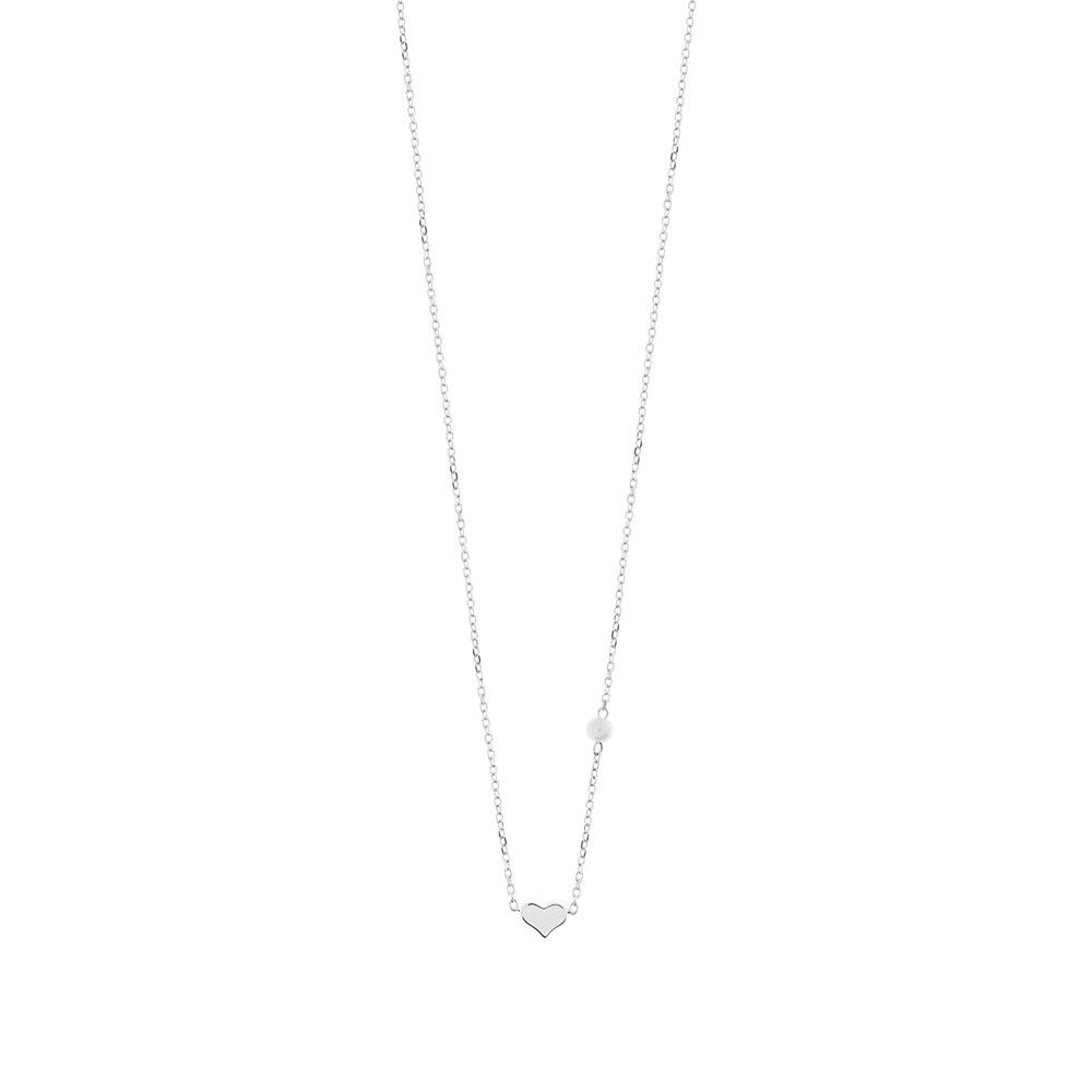 Collana cuore con perla, argento 925