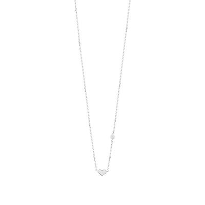 Collana cuore con perla, argento 925