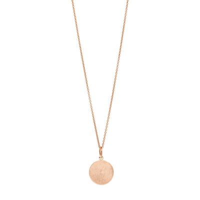 Necklace plate 14mm, 50cm long, 18K rose gold plated
