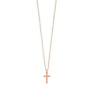 Collier croix, plaqué or rose 18 carats