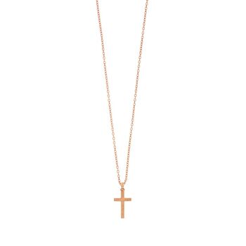 Collier croix, plaqué or rose 18 carats