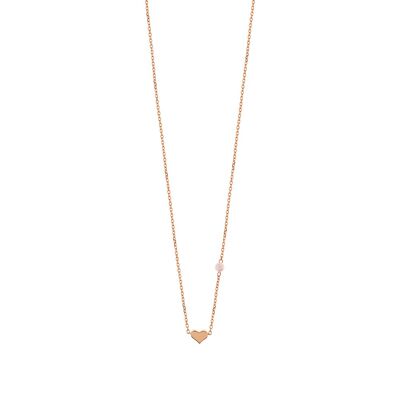 Halskette Herz mit Perle, 18 K Rosegold vergoldet