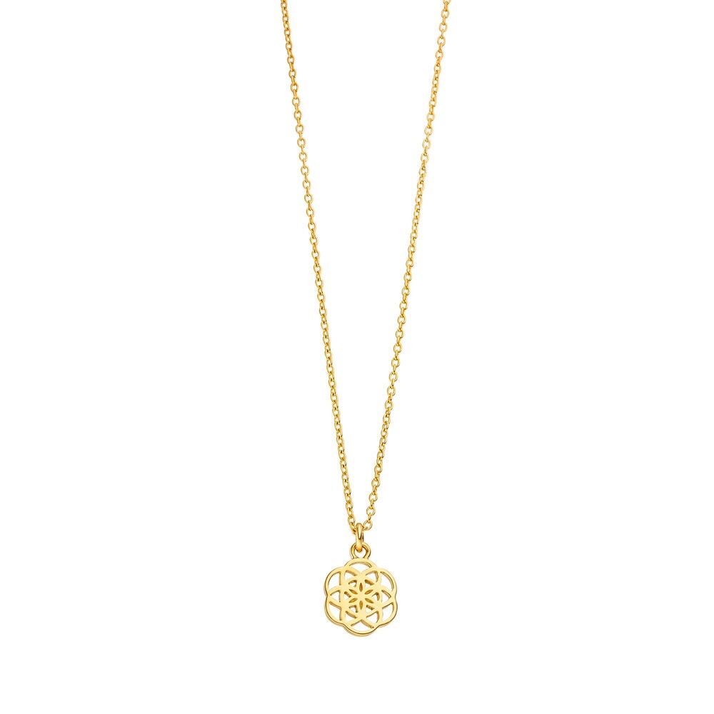 Halskette Flower of Life, 45cm, 18K Gelbgold vergoldet