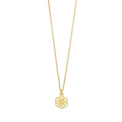 Necklace Flower of Life, 45cm, 18K yellow gold plated