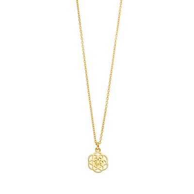 Halskette Flower of Life, 45cm, 18K Gelbgold vergoldet