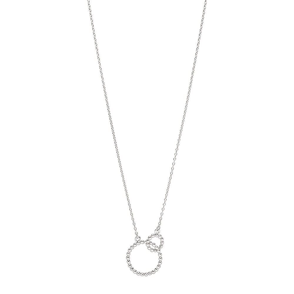 Collana anello a pallina doppia, 45cm, argento 925
