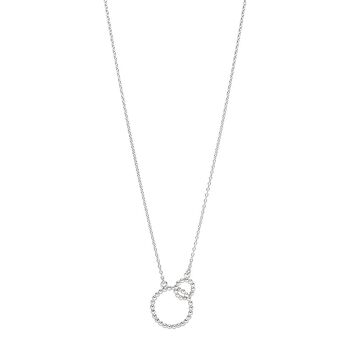 Collier anneau boule double, 45cm, argent 925