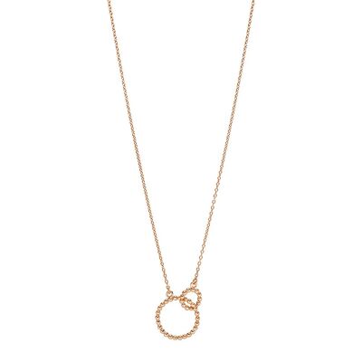 Double ball ring necklace, 45cm, 18K rose gold plated