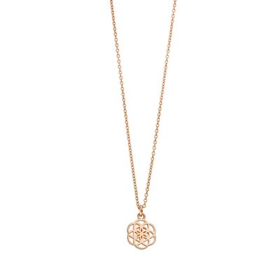 Necklace Flower of Life, 45cm, 18K rose gold plated