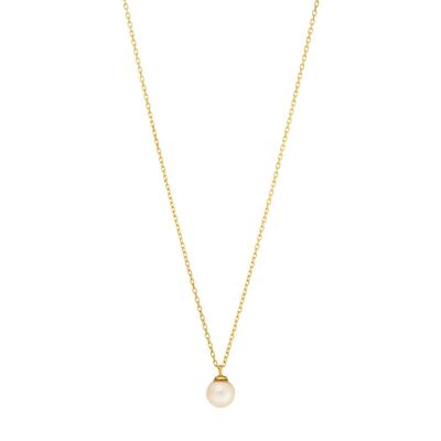 Rain Drop necklace, pearl, 18K yellow gold plated