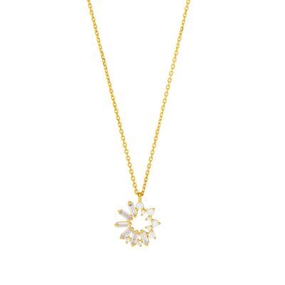 Necklace CUBE FLOWER, zirconia, 18 K gold plated
